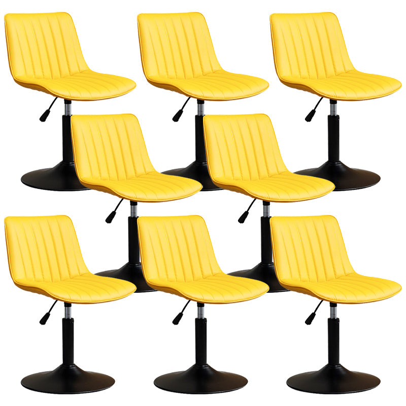Scandinavian Metal Stool Adjustable Low Back Faux Leather Barstools in Matte Finish Yellow 8 Piece Set Short Stool(22"H) Clearhalo 'Bar Furniture' 'Bar Stools' 'bar_stools' 'furn' 'furn_bar_stools' 'Furniture' 'Kitchen & Dining Furniture' 5848796