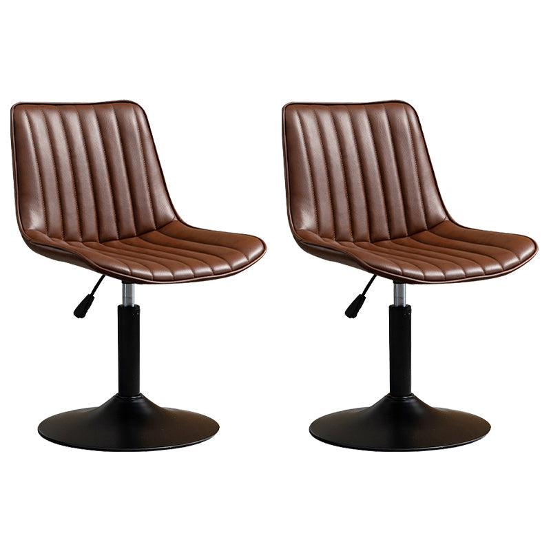 Scandinavian Metal Stool Adjustable Low Back Faux Leather Barstools in Matte Finish Red Brown 2 Piece Set Short Stool(22"H) Clearhalo 'Bar Furniture' 'Bar Stools' 'bar_stools' 'furn' 'furn_bar_stools' 'Furniture' 'Kitchen & Dining Furniture' 5848798