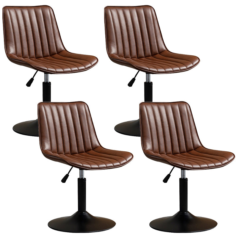 Scandinavian Metal Stool Adjustable Low Back Faux Leather Barstools in Matte Finish Red Brown 4 Piece Set Short Stool(22"H) Clearhalo 'Bar Furniture' 'Bar Stools' 'bar_stools' 'furn' 'furn_bar_stools' 'Furniture' 'Kitchen & Dining Furniture' 5848799