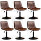 Scandinavian Metal Stool Adjustable Low Back Faux Leather Barstools in Matte Finish Red Brown 6 Piece Set Short Stool(22"H) Clearhalo 'Bar Furniture' 'Bar Stools' 'bar_stools' 'furn' 'furn_bar_stools' 'Furniture' 'Kitchen & Dining Furniture' 5848800