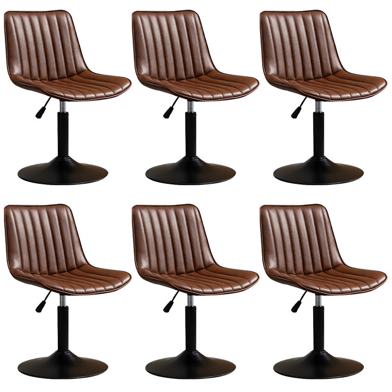Scandinavian Metal Stool Adjustable Low Back Faux Leather Barstools in Matte Finish Red Brown 6 Piece Set Short Stool(22"H) Clearhalo 'Bar Furniture' 'Bar Stools' 'bar_stools' 'furn' 'furn_bar_stools' 'Furniture' 'Kitchen & Dining Furniture' 5848800