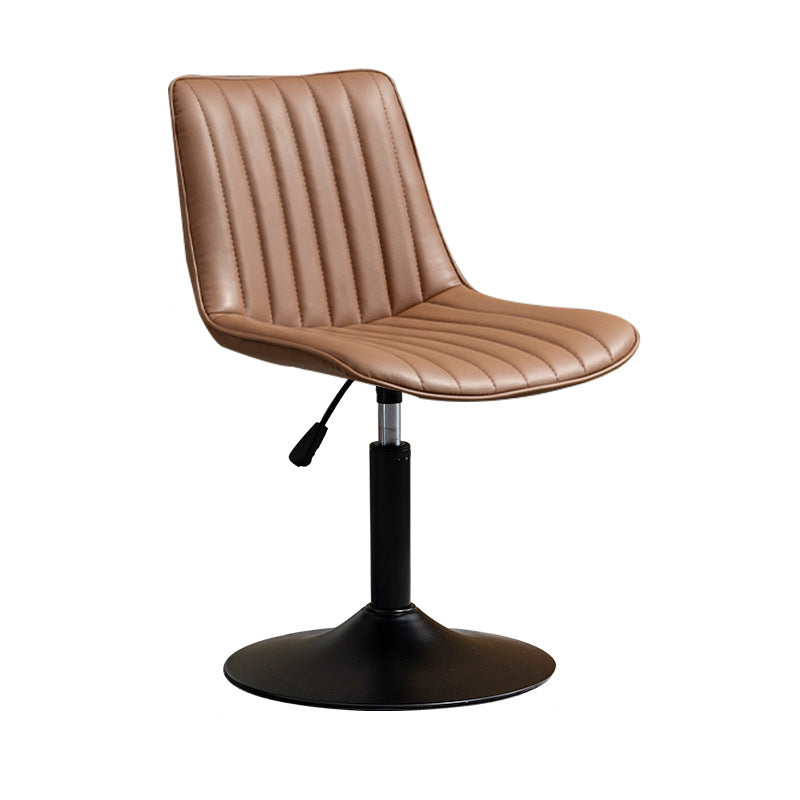 Scandinavian Metal Stool Adjustable Low Back Faux Leather Barstools in Matte Finish Brown 1 Piece Short Stool(22"H) Clearhalo 'Bar Furniture' 'Bar Stools' 'bar_stools' 'furn' 'furn_bar_stools' 'Furniture' 'Kitchen & Dining Furniture' 5848802