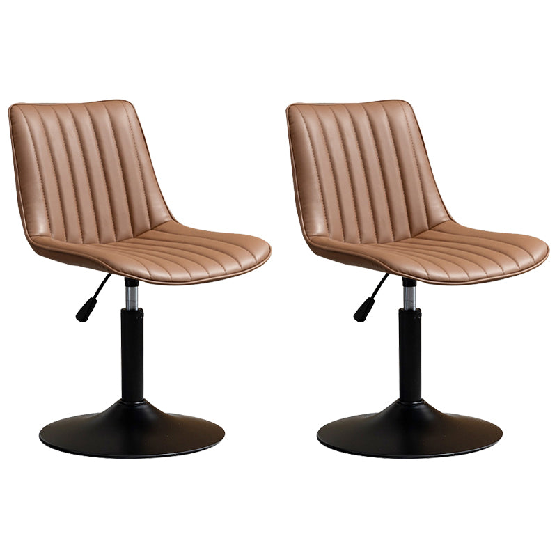 Scandinavian Metal Stool Adjustable Low Back Faux Leather Barstools in Matte Finish Brown 2 Piece Set Short Stool(22"H) Clearhalo 'Bar Furniture' 'Bar Stools' 'bar_stools' 'furn' 'furn_bar_stools' 'Furniture' 'Kitchen & Dining Furniture' 5848803