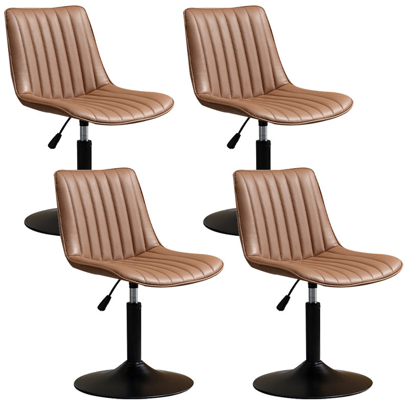 Scandinavian Metal Stool Adjustable Low Back Faux Leather Barstools in Matte Finish Brown 4 Piece Set Short Stool(22"H) Clearhalo 'Bar Furniture' 'Bar Stools' 'bar_stools' 'furn' 'furn_bar_stools' 'Furniture' 'Kitchen & Dining Furniture' 5848804