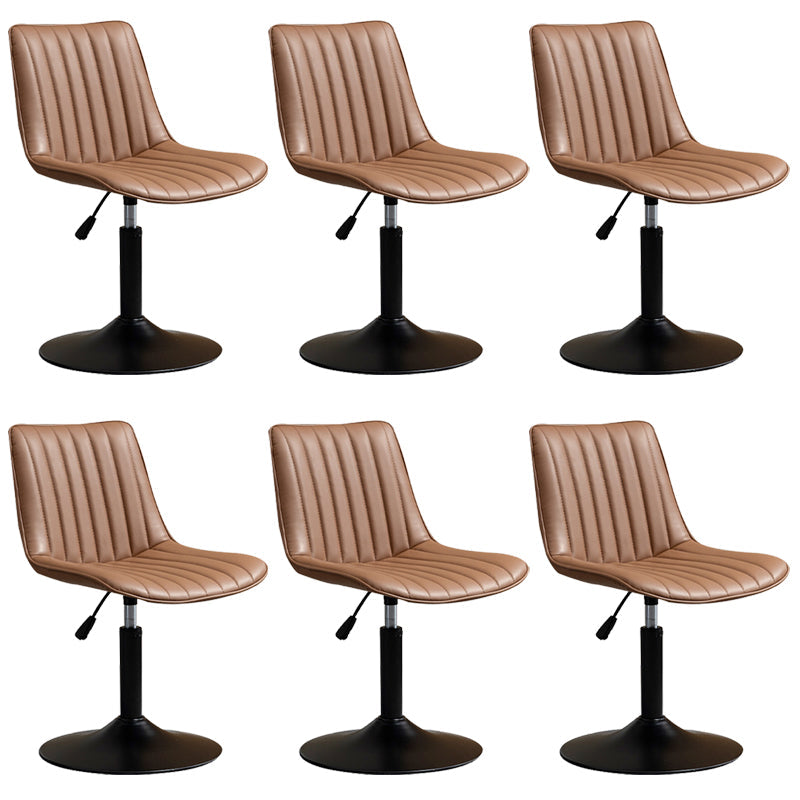 Scandinavian Metal Stool Adjustable Low Back Faux Leather Barstools in Matte Finish Brown 6 Piece Set Short Stool(22"H) Clearhalo 'Bar Furniture' 'Bar Stools' 'bar_stools' 'furn' 'furn_bar_stools' 'Furniture' 'Kitchen & Dining Furniture' 5848805