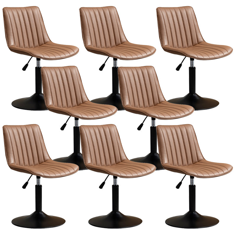 Scandinavian Metal Stool Adjustable Low Back Faux Leather Barstools in Matte Finish Brown 8 Piece Set Short Stool(22"H) Clearhalo 'Bar Furniture' 'Bar Stools' 'bar_stools' 'furn' 'furn_bar_stools' 'Furniture' 'Kitchen & Dining Furniture' 5848806