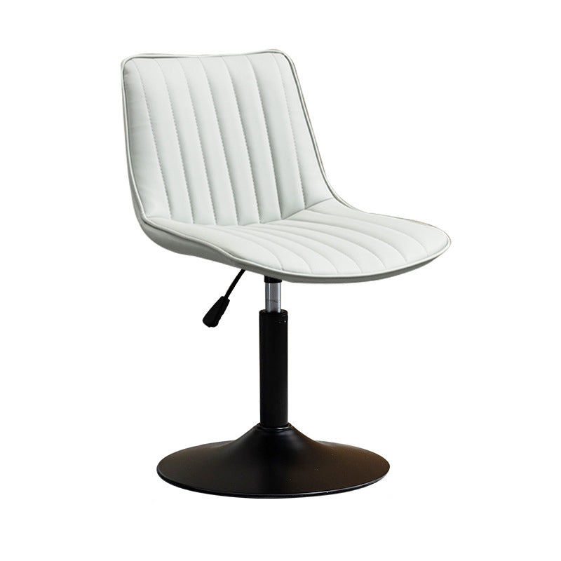 Scandinavian Metal Stool Adjustable Low Back Faux Leather Barstools in Matte Finish Grey 1 Piece Short Stool(22"H) Clearhalo 'Bar Furniture' 'Bar Stools' 'bar_stools' 'furn' 'furn_bar_stools' 'Furniture' 'Kitchen & Dining Furniture' 5848807