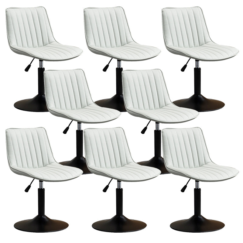 Scandinavian Metal Stool Adjustable Low Back Faux Leather Barstools in Matte Finish Grey 8 Piece Set Short Stool(22"H) Clearhalo 'Bar Furniture' 'Bar Stools' 'bar_stools' 'furn' 'furn_bar_stools' 'Furniture' 'Kitchen & Dining Furniture' 5848811
