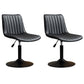 Scandinavian Metal Stool Adjustable Low Back Faux Leather Barstools in Matte Finish Black 2 Piece Set Short Stool(22"H) Clearhalo 'Bar Furniture' 'Bar Stools' 'bar_stools' 'furn' 'furn_bar_stools' 'Furniture' 'Kitchen & Dining Furniture' 5848813