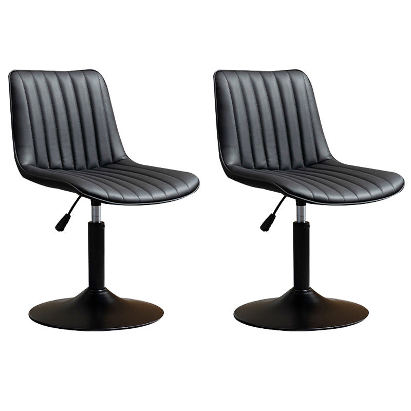 Scandinavian Metal Stool Adjustable Low Back Faux Leather Barstools in Matte Finish Black 2 Piece Set Short Stool(22"H) Clearhalo 'Bar Furniture' 'Bar Stools' 'bar_stools' 'furn' 'furn_bar_stools' 'Furniture' 'Kitchen & Dining Furniture' 5848813
