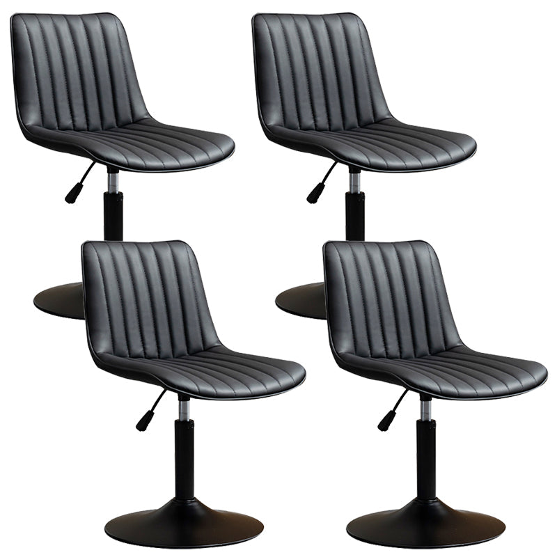 Scandinavian Metal Stool Adjustable Low Back Faux Leather Barstools in Matte Finish Black 4 Piece Set Short Stool(22"H) Clearhalo 'Bar Furniture' 'Bar Stools' 'bar_stools' 'furn' 'furn_bar_stools' 'Furniture' 'Kitchen & Dining Furniture' 5848814