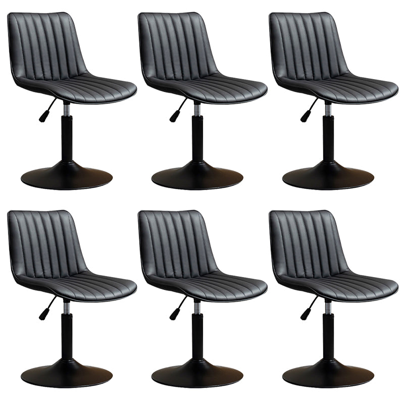 Scandinavian Metal Stool Adjustable Low Back Faux Leather Barstools in Matte Finish Black 6 Piece Set Short Stool(22"H) Clearhalo 'Bar Furniture' 'Bar Stools' 'bar_stools' 'furn' 'furn_bar_stools' 'Furniture' 'Kitchen & Dining Furniture' 5848815