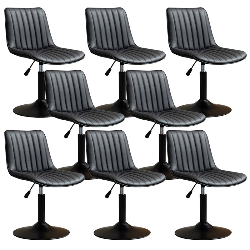 Scandinavian Metal Stool Adjustable Low Back Faux Leather Barstools in Matte Finish Black 8 Piece Set Short Stool(22"H) Clearhalo 'Bar Furniture' 'Bar Stools' 'bar_stools' 'furn' 'furn_bar_stools' 'Furniture' 'Kitchen & Dining Furniture' 5848816