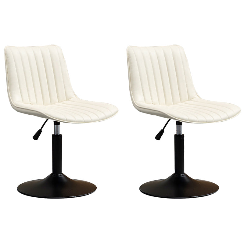 Scandinavian Metal Stool Adjustable Low Back Faux Leather Barstools in Matte Finish White 2 Piece Set Short Stool(22"H) Clearhalo 'Bar Furniture' 'Bar Stools' 'bar_stools' 'furn' 'furn_bar_stools' 'Furniture' 'Kitchen & Dining Furniture' 5848818