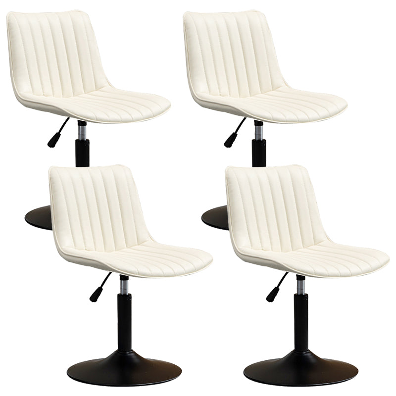 Scandinavian Metal Stool Adjustable Low Back Faux Leather Barstools in Matte Finish White 4 Piece Set Short Stool(22"H) Clearhalo 'Bar Furniture' 'Bar Stools' 'bar_stools' 'furn' 'furn_bar_stools' 'Furniture' 'Kitchen & Dining Furniture' 5848819