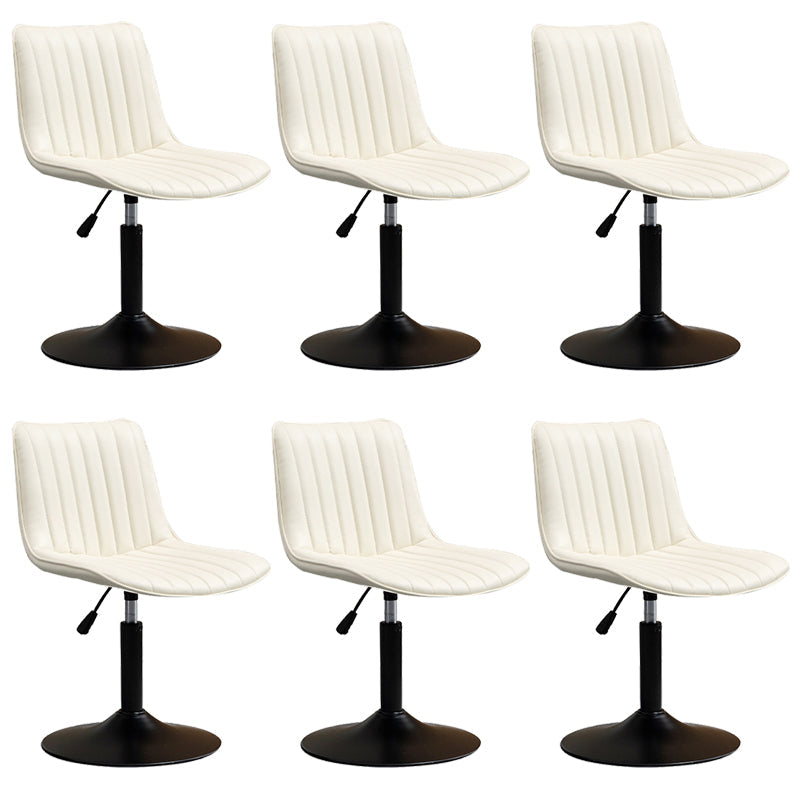 Scandinavian Metal Stool Adjustable Low Back Faux Leather Barstools in Matte Finish White 6 Piece Set Short Stool(22"H) Clearhalo 'Bar Furniture' 'Bar Stools' 'bar_stools' 'furn' 'furn_bar_stools' 'Furniture' 'Kitchen & Dining Furniture' 5848820