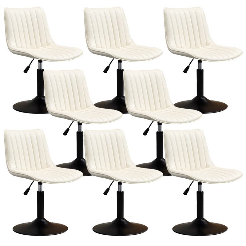 Scandinavian Metal Stool Adjustable Low Back Faux Leather Barstools in Matte Finish White 8 Piece Set Short Stool(22"H) Clearhalo 'Bar Furniture' 'Bar Stools' 'bar_stools' 'furn' 'furn_bar_stools' 'Furniture' 'Kitchen & Dining Furniture' 5848821