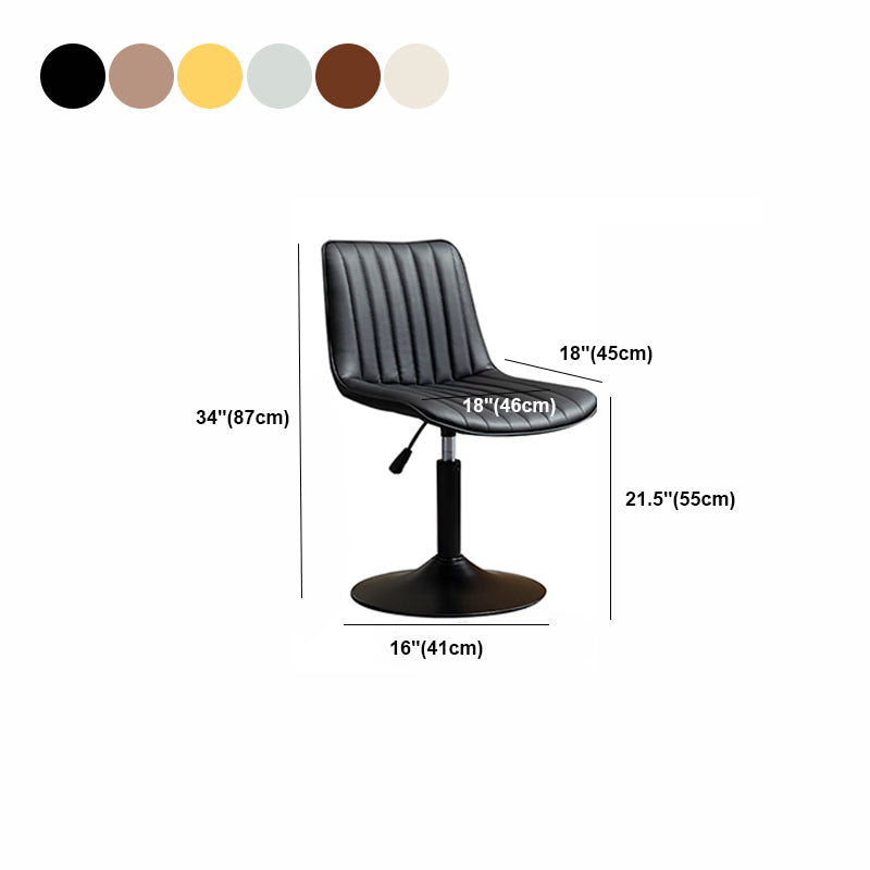 Scandinavian Metal Stool Adjustable Low Back Faux Leather Barstools in Matte Finish Clearhalo 'Bar Furniture' 'Bar Stools' 'bar_stools' 'furn' 'furn_bar_stools' 'Furniture' 'Kitchen & Dining Furniture' 5848823