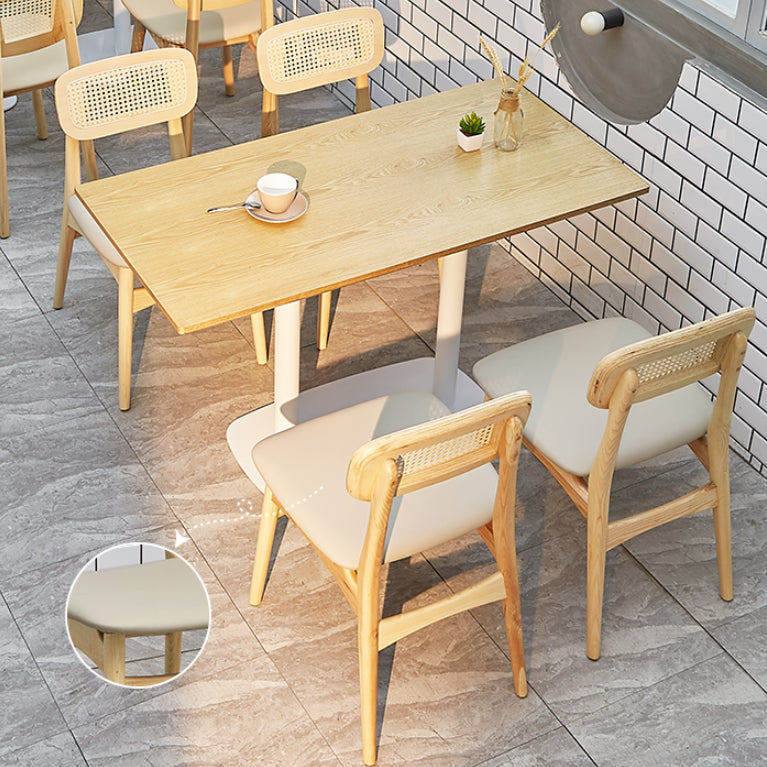 Tavolo da pranzo moderno per caffetteria set 1/4/5 pezzi dinette in legno massiccio in naturale