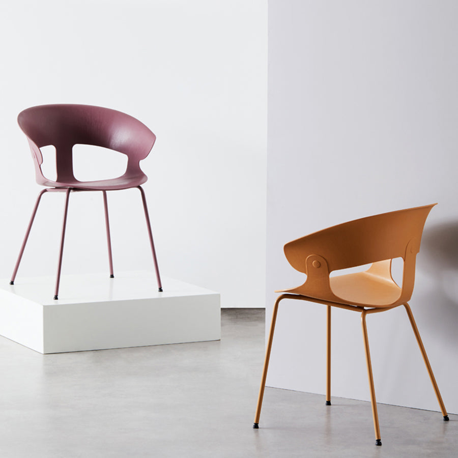 Contemporary Metal Legs Dining Chairs Plastic Open Back Dining Side Chair