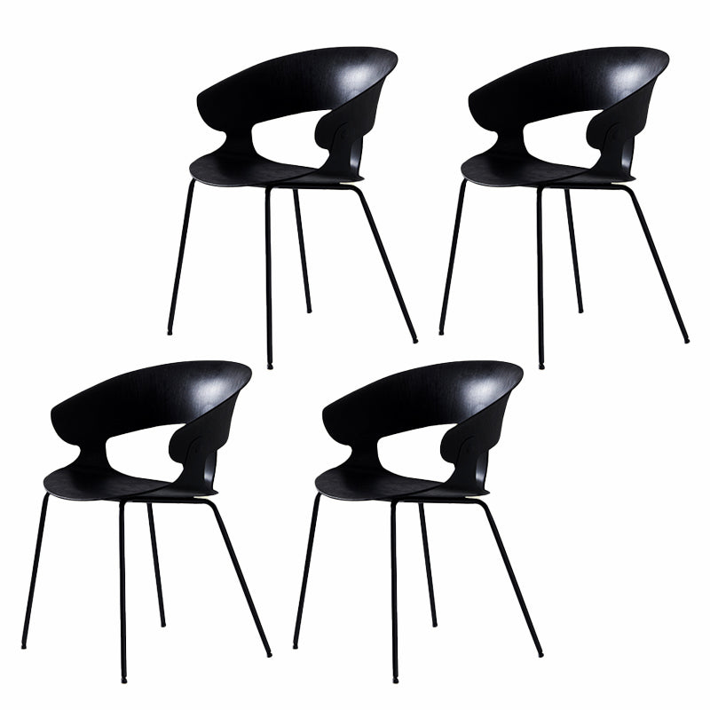Contemporary Metal Legs Dining Chairs Plastic Open Back Dining Side Chair