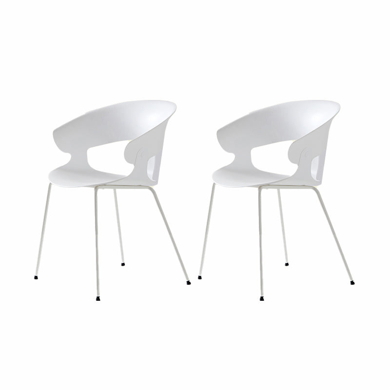 Contemporary Metal Legs Dining Chairs Plastic Open Back Dining Side Chair