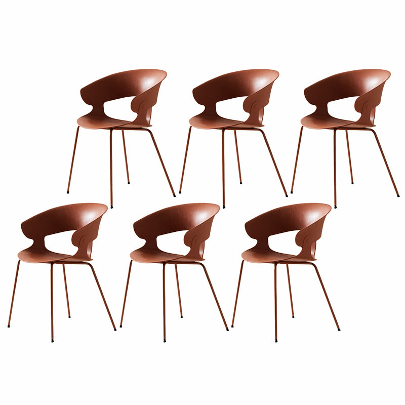 Contemporary Metal Legs Dining Chairs Plastic Open Back Dining Side Chair