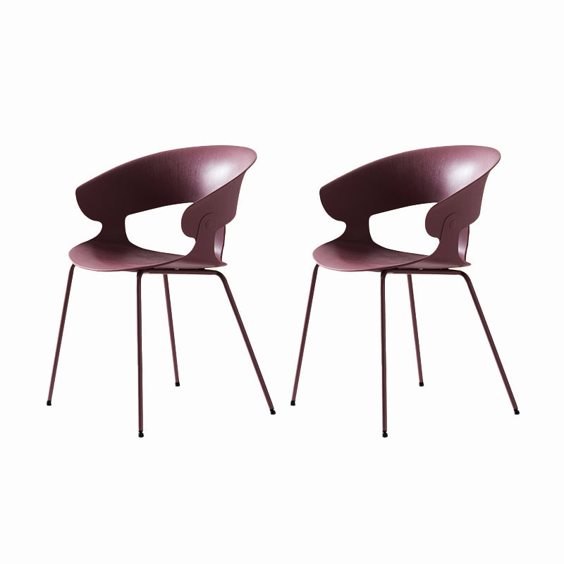 Contemporary Metal Legs Dining Chairs Plastic Open Back Dining Side Chair