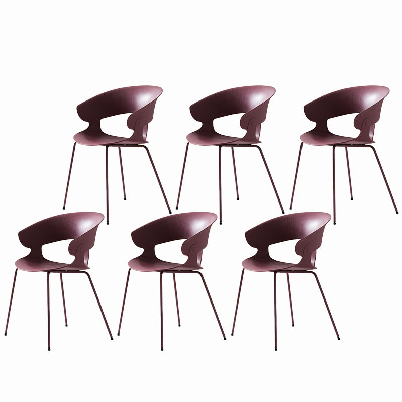 Contemporary Metal Legs Dining Chairs Plastic Open Back Dining Side Chair
