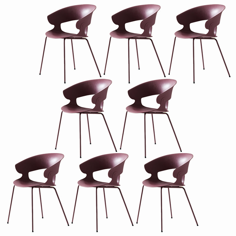 Contemporary Metal Legs Dining Chairs Plastic Open Back Dining Side Chair