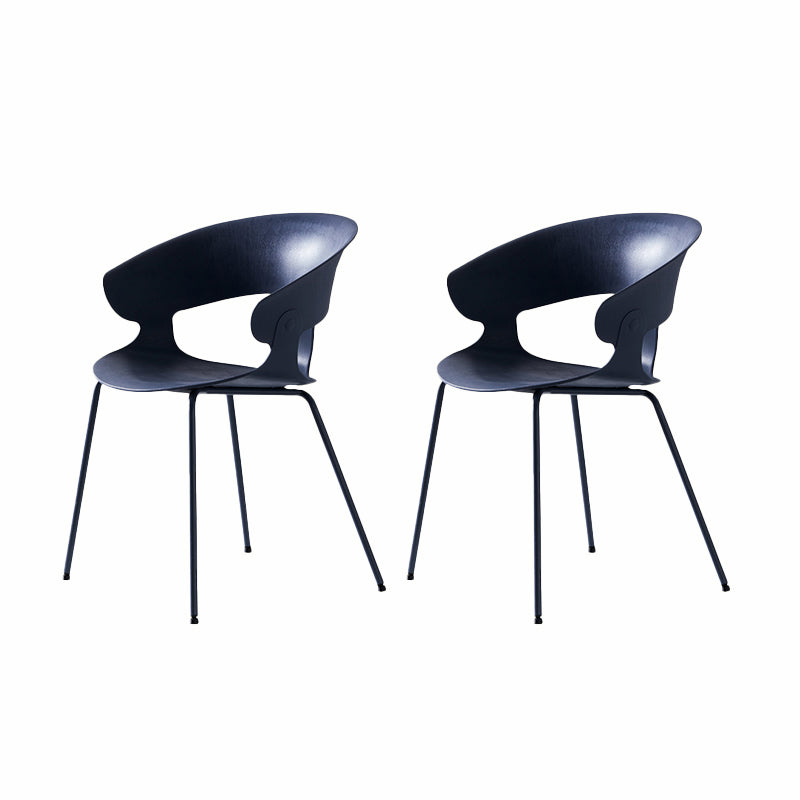 Contemporary Metal Legs Dining Chairs Plastic Open Back Dining Side Chair