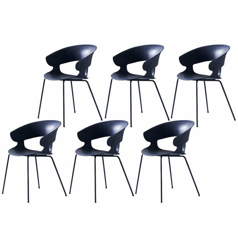 Contemporary Metal Legs Dining Chairs Plastic Open Back Dining Side Chair