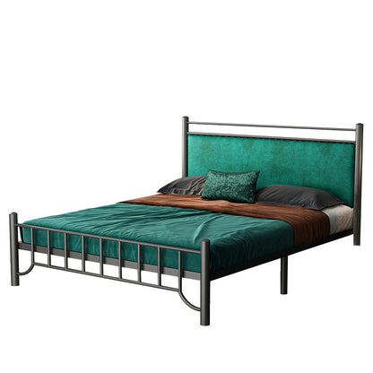 Cama de cabecera tapizada glamorosa con patas de metal en cama de marco abierto