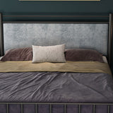 Glam Upholstered Headboard Bed with Metal Legs Open-Frame Bed