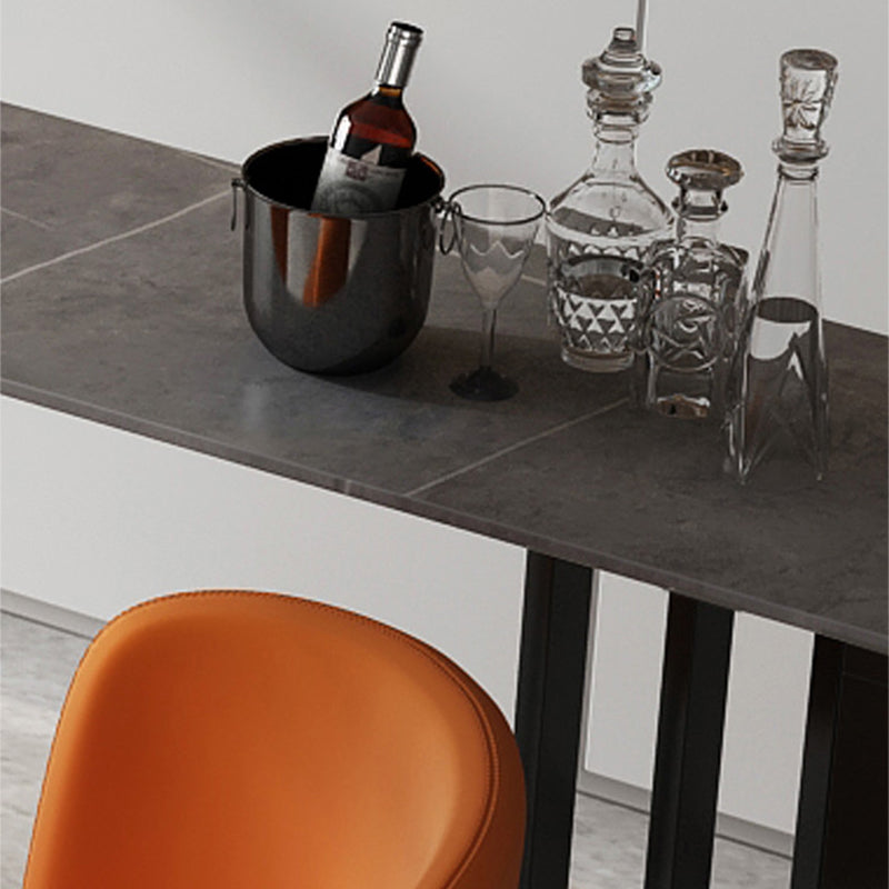 Mesa de barra de piedra rectangular de módem, escritorio de barra de bistró con pedestal doble