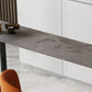 Mesa de barra de piedra rectangular de módem, escritorio de barra de bistró con pedestal doble