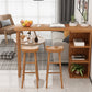 Modern Solid Wood Bar Table Rectangle Bar Dining Table with Storage