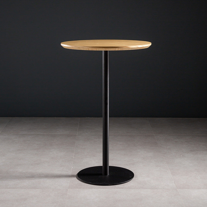 41.3"H Industrial Pedestal Pub Table Round Bistro Bar Solid Wood Table
