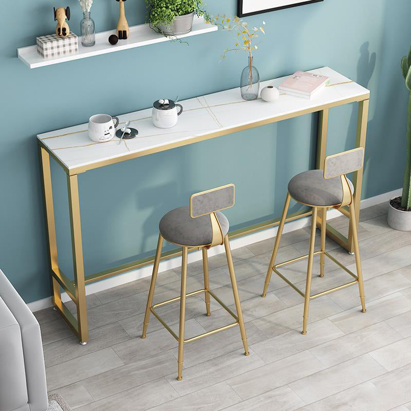 Mesa de comedor de barra rectangular de piedra con base de caballete