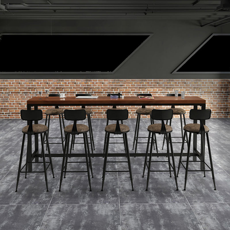Industrial Rectangle Bar Table Solid Wood Bar Dining Table with Trestle Base 102.4"L x 15.7"W x 41.3"H Without Chairs Clearhalo 'Bar Furniture' 'Bar Tables' 'bar_tables' 'furn' 'furn_bar_tables' 'Furniture' 'Kitchen & Dining Furniture' 5849141