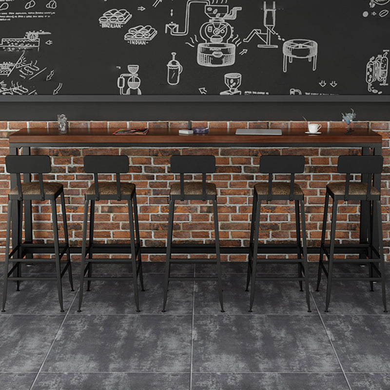 Industrial Rectangle Bar Table Solid Wood Bar Dining Table with Trestle Base Clearhalo 'Bar Furniture' 'Bar Tables' 'bar_tables' 'furn' 'furn_bar_tables' 'Furniture' 'Kitchen & Dining Furniture' 5849149