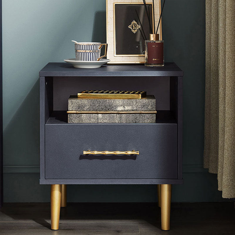 Table de chevet en bois massif fausse table de nuit glamour en cuir avec tiroirs un tiroir