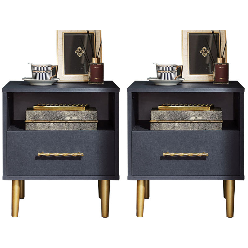 Table de chevet en bois massif fausse table de nuit glamour en cuir avec tiroirs un tiroir