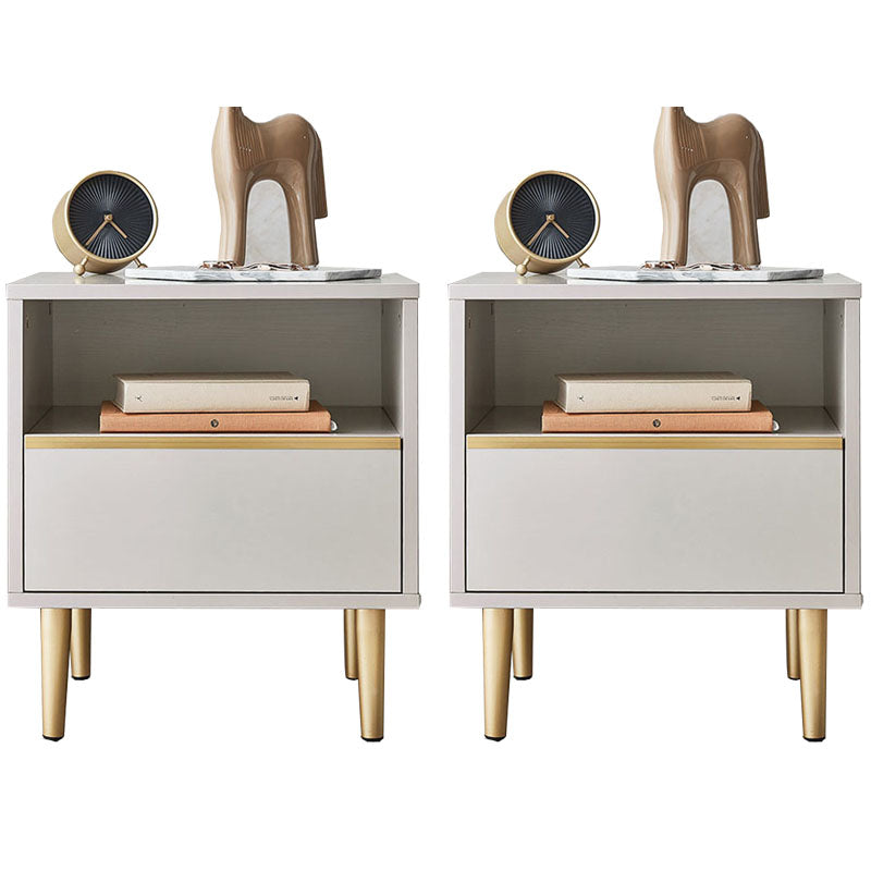 Table de chevet en bois massif fausse table de nuit glamour en cuir avec tiroirs un tiroir