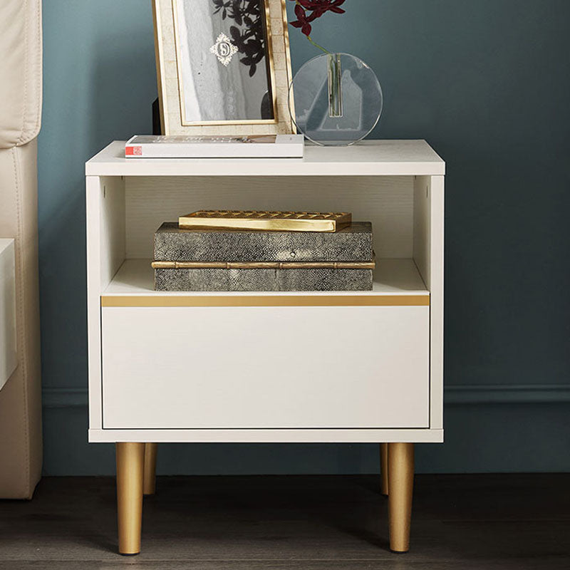 Table de chevet en bois massif fausse table de nuit glamour en cuir avec tiroirs un tiroir