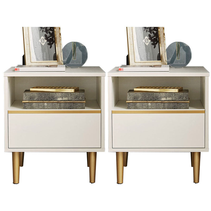 Table de chevet en bois massif fausse table de nuit glamour en cuir avec tiroirs un tiroir