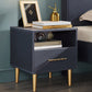 Table de chevet en bois massif fausse table de nuit glamour en cuir avec tiroirs un tiroir