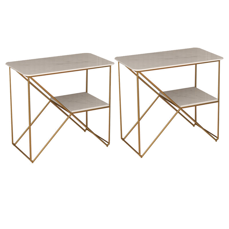 Mesa de noche de acento de metal de 25.59 "de 25.59" Mesa de noche industrial con 2 estantes