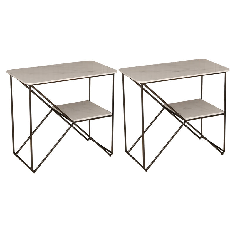 Mesa de noche de acento de metal de 25.59 "de 25.59" Mesa de noche industrial con 2 estantes