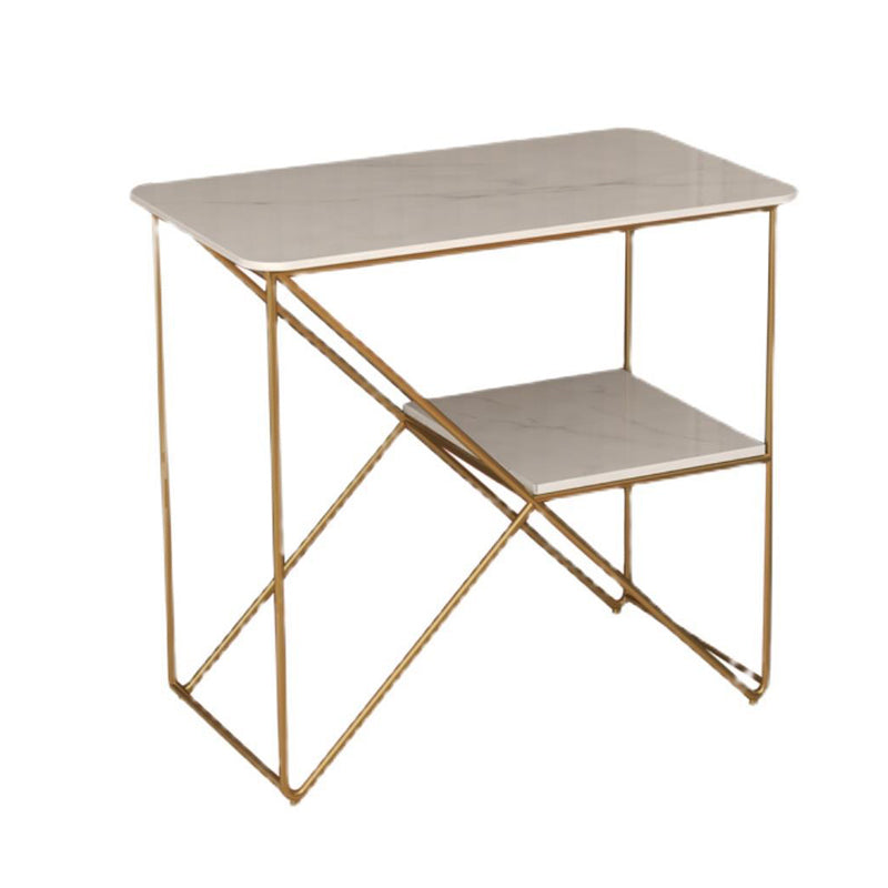 Mesa de noche de acento de metal de 25.59 "de 25.59" Mesa de noche industrial con 2 estantes